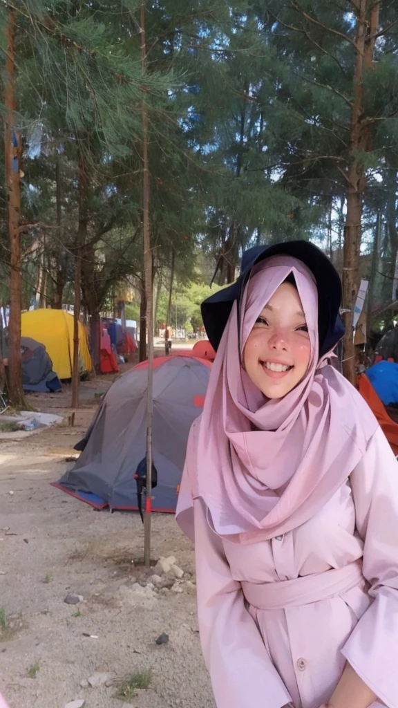 Make like anime character, cute face and wear hijab