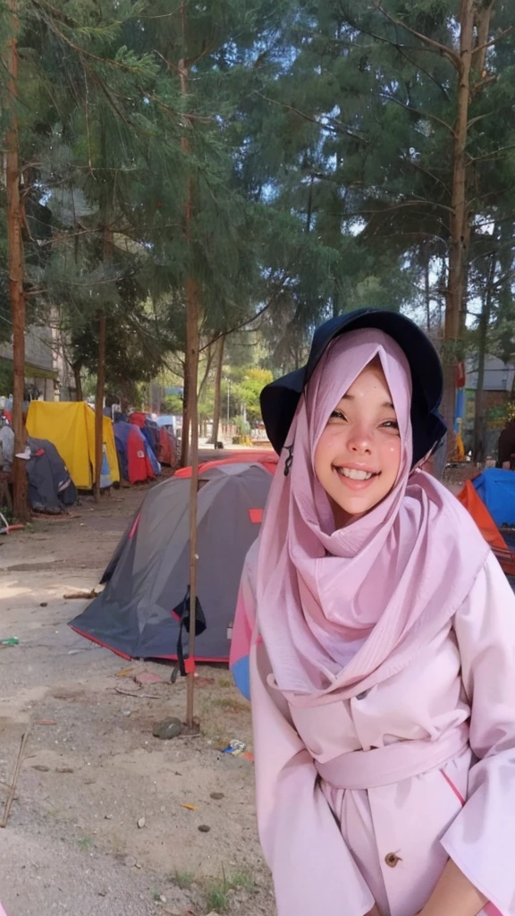 Make like anime character, cute face and wear hijab