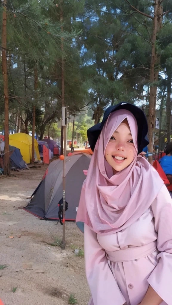 Make like anime character, cute face and wear hijab