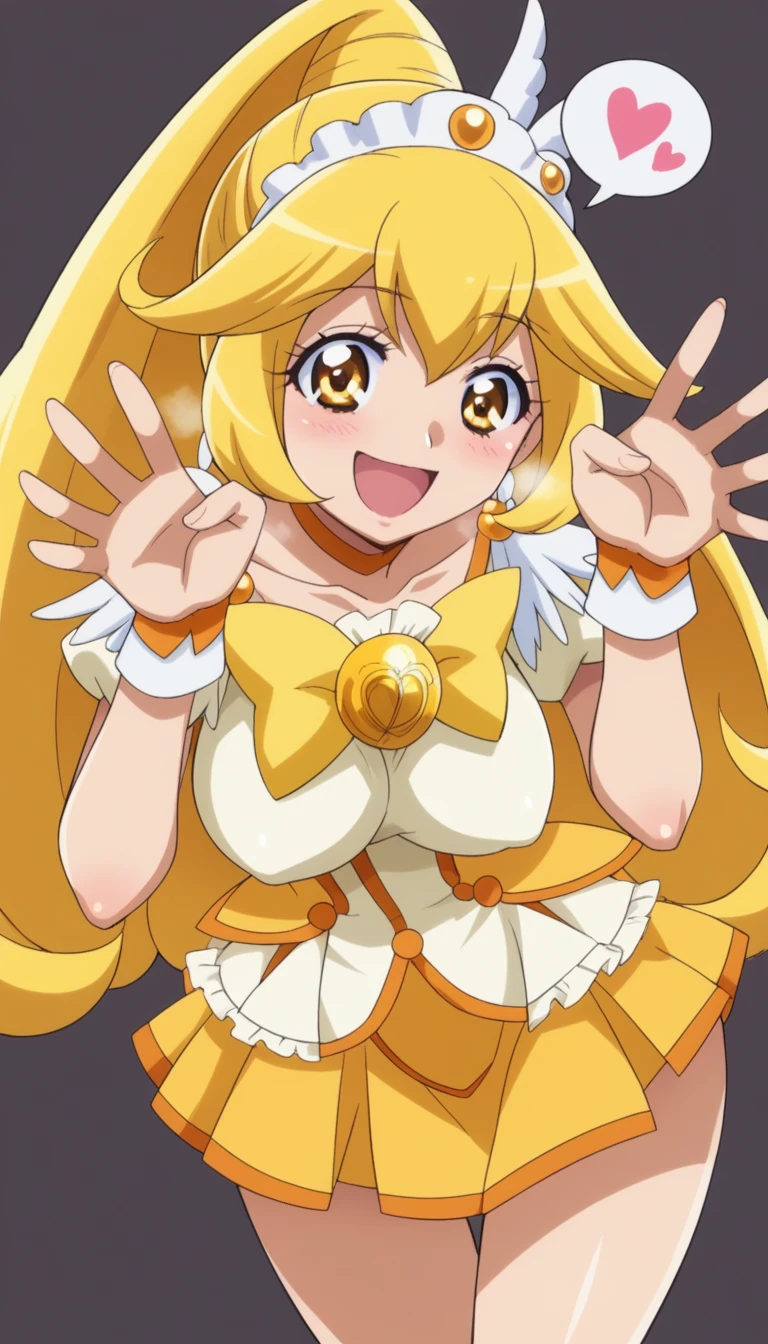 score_9, score_8_up, score_7_up, indoor,
BREAK
source_anime,
BREAK
1girl, curepeace, yellow hair, elect big nipple, large breasts, happy, spoken heart,
tall, leggy, heavy breathing, wide hips,
bent over, paw pose, knee up,
looking_at_viewer,