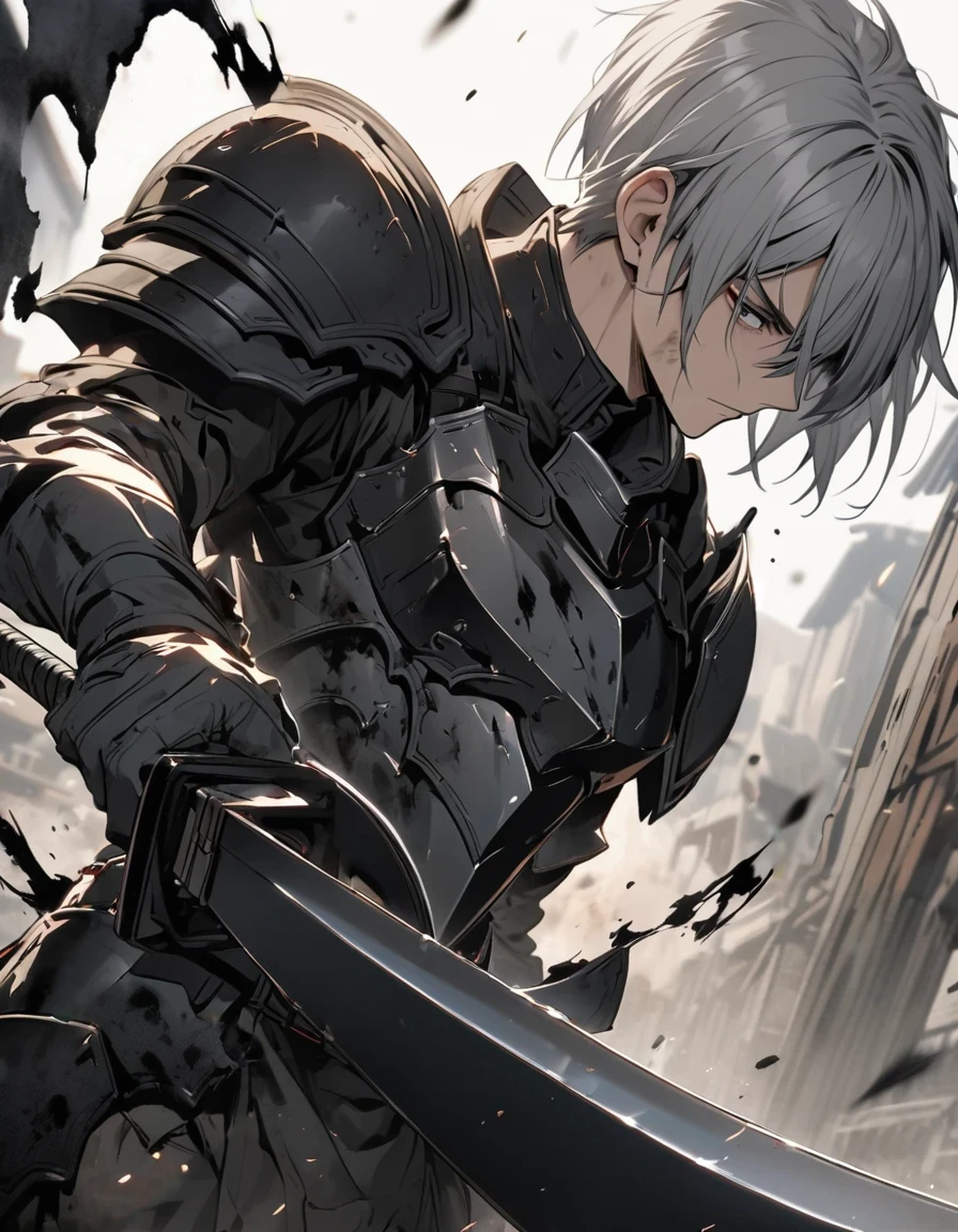 All-black damaged armor Expose Ink painting art