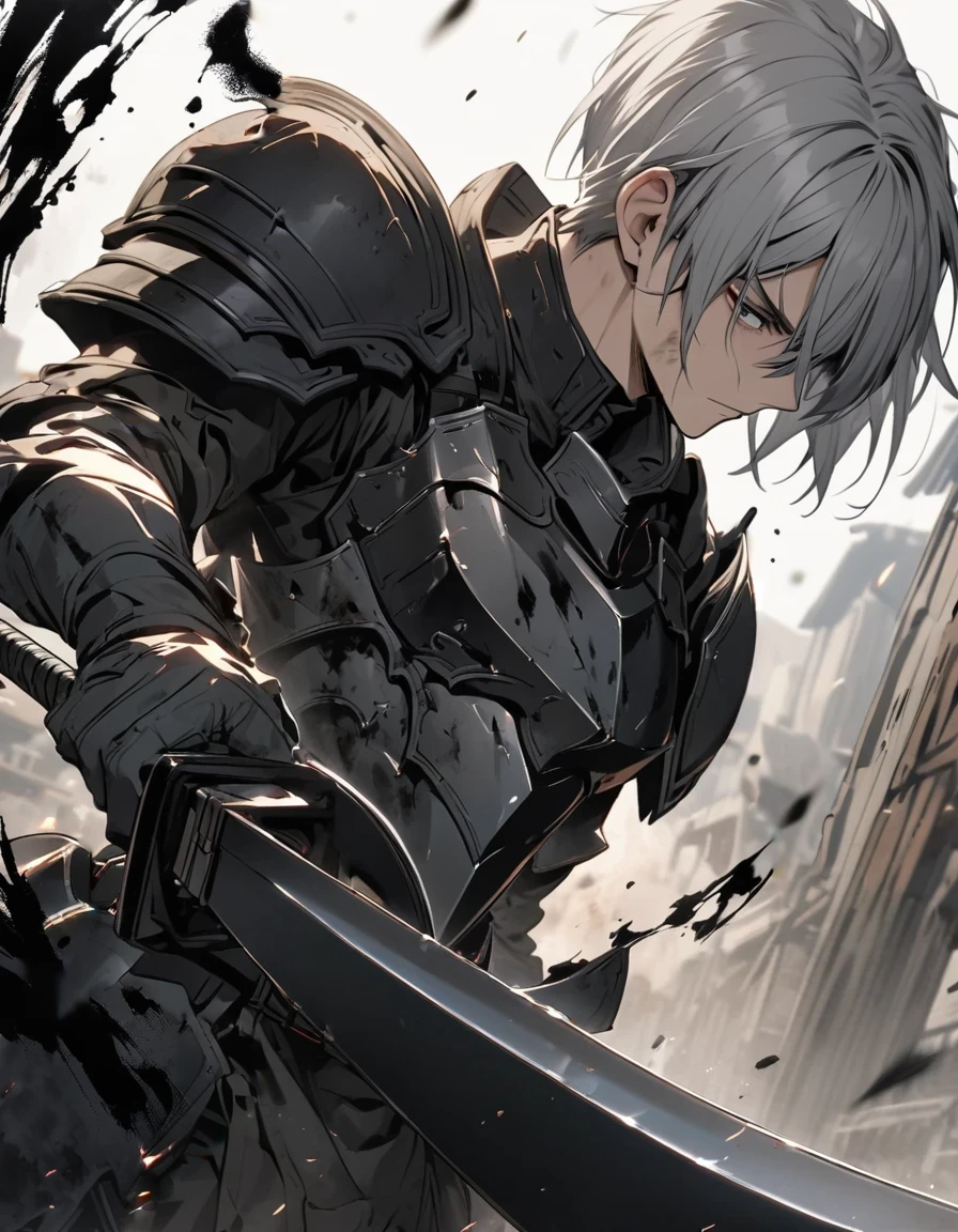 All-black damaged armor Expose Ink painting art