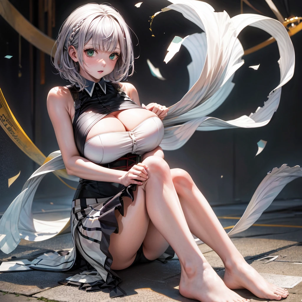 full-body portraits、sleeveless、White-colored skin,Large Breasts,