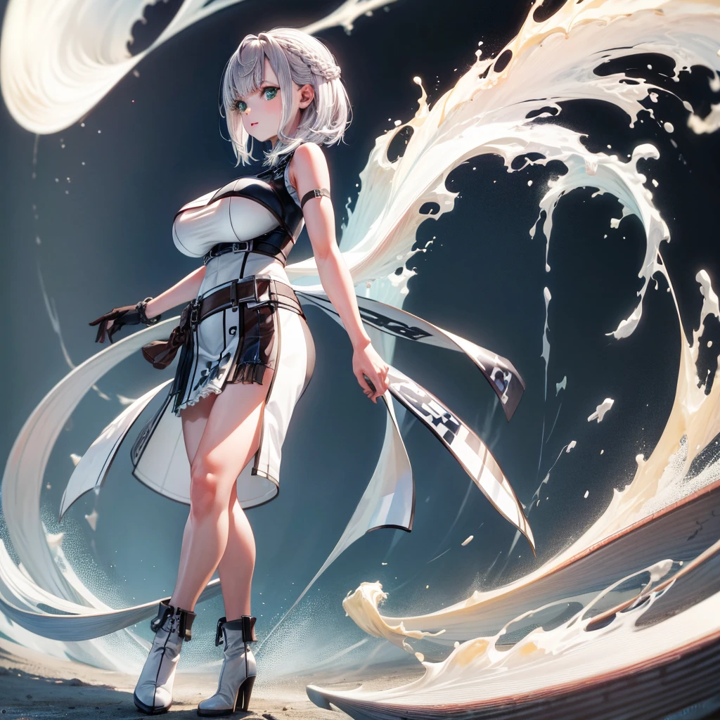 full-body portraits、sleeveless、White-colored skin,Large Breasts,