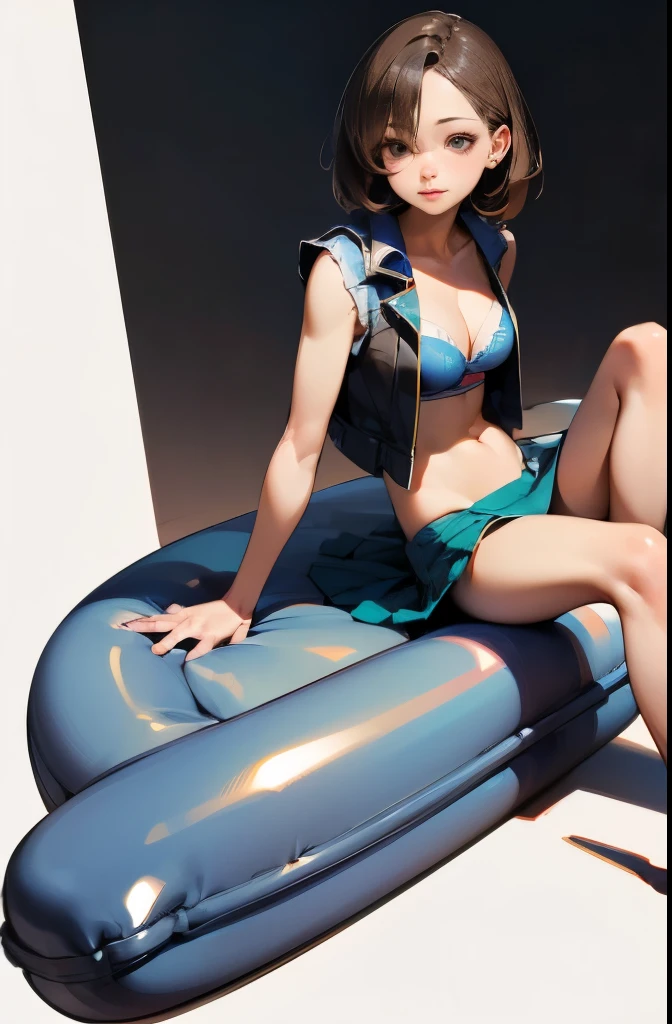 Cute Teenage Girls, Height: about 160cm, Brown eyes, Bob Hair,Perfect body style、Inner tube bra、(Wear a vest as an outerwear)、Wearing a loincloth、Underskirt visible through loincloth、 masterpiece, 最high quality, 超high quality, high quality, High resolution, ultla High resolution, Disorganized, 4k, 8K, 16k, Very detailed, Complex, Great shading, High Contrast, Realistic, photo Realistic, RAW Photos, photo shoot, Super detailed illustrations, shortening, Perfect Anatomy, Correct Anatomy, Perfect proportions, Perfect Face, Perfect hands, Perfect Legs, Perfect Fingers