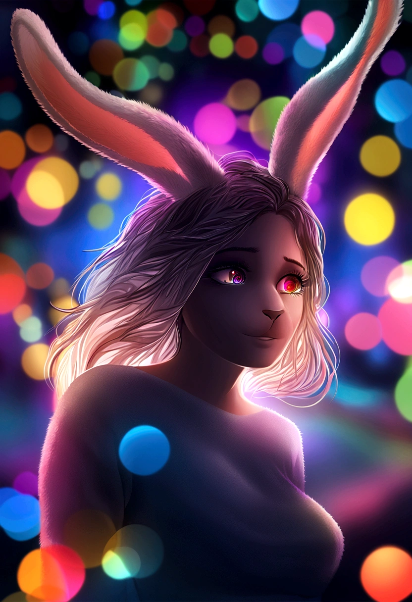Hallucination, daydream , nightmare , Insane Dream , bokeh , (furry:0.9) , female rabbit , Please pull it out with my messy body.