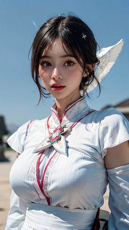 (Highest quality, masterpiece:1.3), shape, ((Beautifully detailed face)), Beautiful and detailed skin, Intricate details, Very detailed, Best image quality in 8K,Fantasy,A world of swords and magic,ファイナルFantasy,(White Mage:1.5), (18-year-old female:) (Large Breasts:1.2),Japanese girl,Baby Face,(Detailed Hair,Bobcut:1.6,Black Hair),Detailed lips,Open your mouth,blush,Embarrassing,(whole body:1.8), Realistic Face,Realistic Skin,(Vibrant Skin,Moisturized Skin:1.2),Vivid lips,Lip gloss