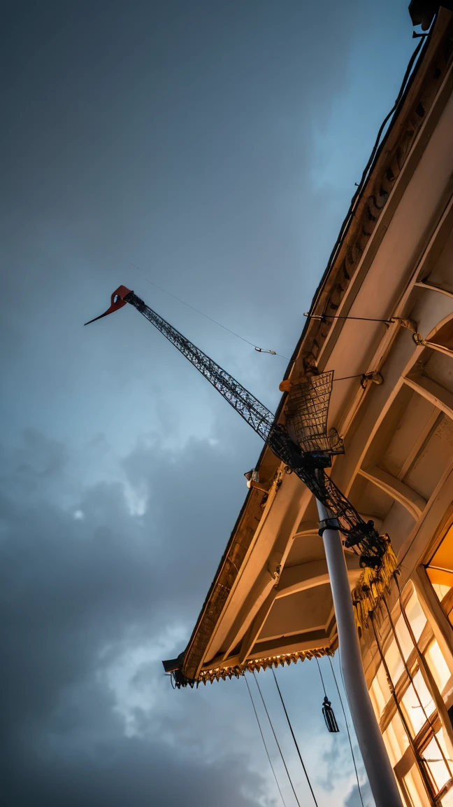 ((crane))、Rainy Sky、((1girl)),from below