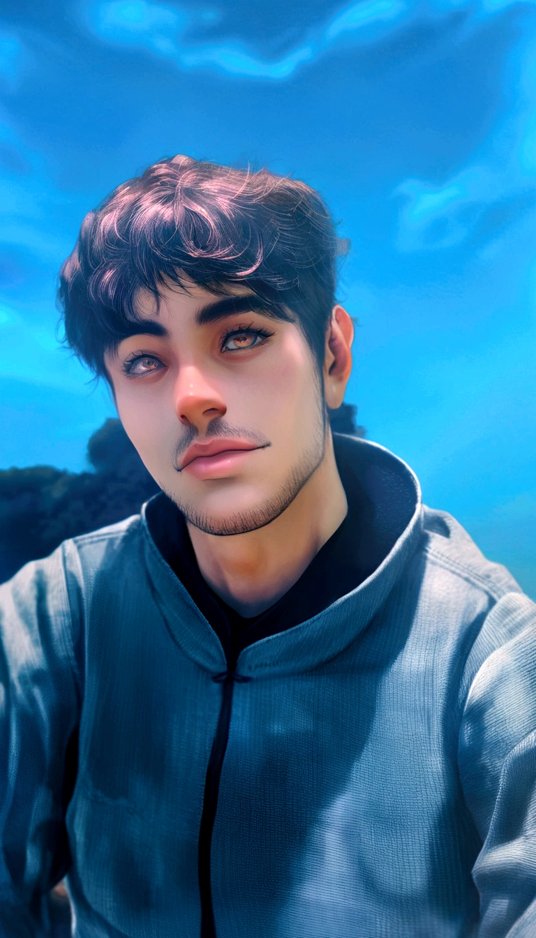 Imagine um homem jovem de 20 anos, de 1,70,olhos castanhos escuro, cabelo Preto,