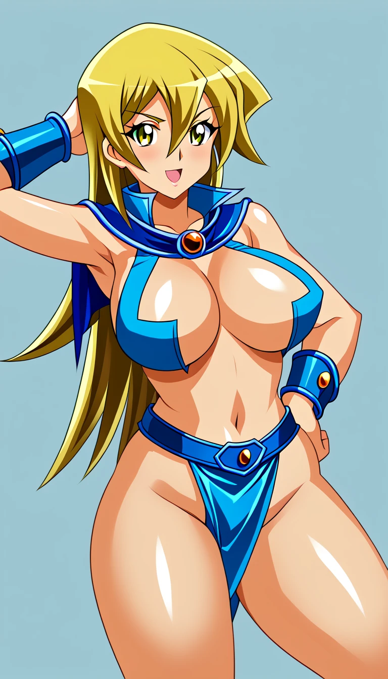 (obra maestra, Mejor calidad:1.2) Alexis Rhodes, 1 chica, sola, cosplay de Dark Magician girl, pezones visibles, muy sexy