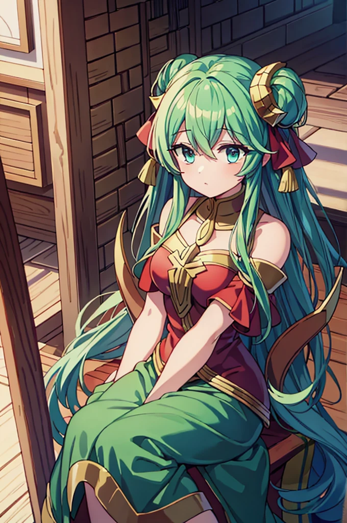 Highest quality, masterpiece, High resolution, alone, （Fire Emblem Tiki），（Fire Emblem: Mystery of the Emblem），Dragon&#39;s Wing，Japanese sword，kimono，Great armor、Shogun，（armor），（green‗コート），（green_Hair Color），Young Girl，Elf Ears，Starry Sky_background，Anime Style, Highest quality, 4k, masterpiece,， alone, 1,whole body，looking at the camera, Shinkai Makoto style, Sharp Eyes，（Full Finger）, （Accurate fingertips）, （The finer details）, （Anatomically correct）, (映画のbackground), Hyper Detail, (Subtle details), (Intricate details),