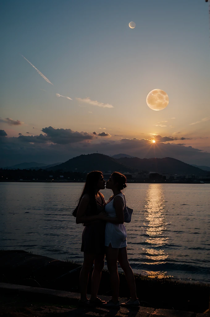 Sunset and the moon 
