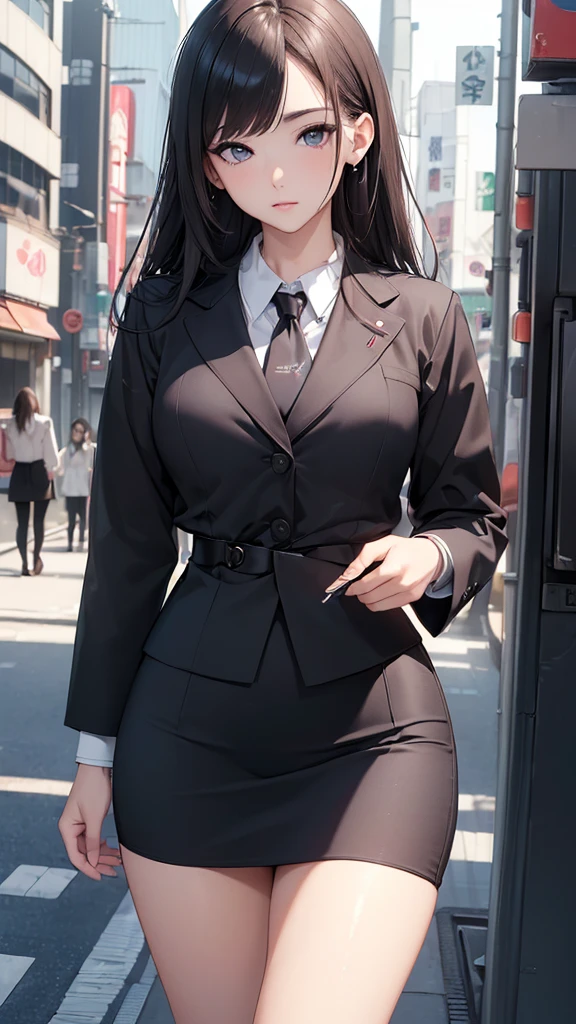 (((masterpiece))),(((High resolution)))、(((8K)))、(((perfect face)))、(((Japan beauty)))、20 years old、((business shirt, business mini pencil skirt)), look at the camera, thighs、((top quality eyes)), detailed texture, ((high resolution face))