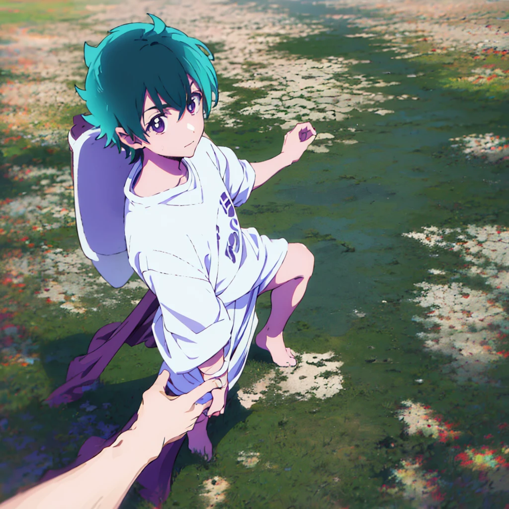 anime style character, inspired by satoru gojo, standing, looking at the camera
