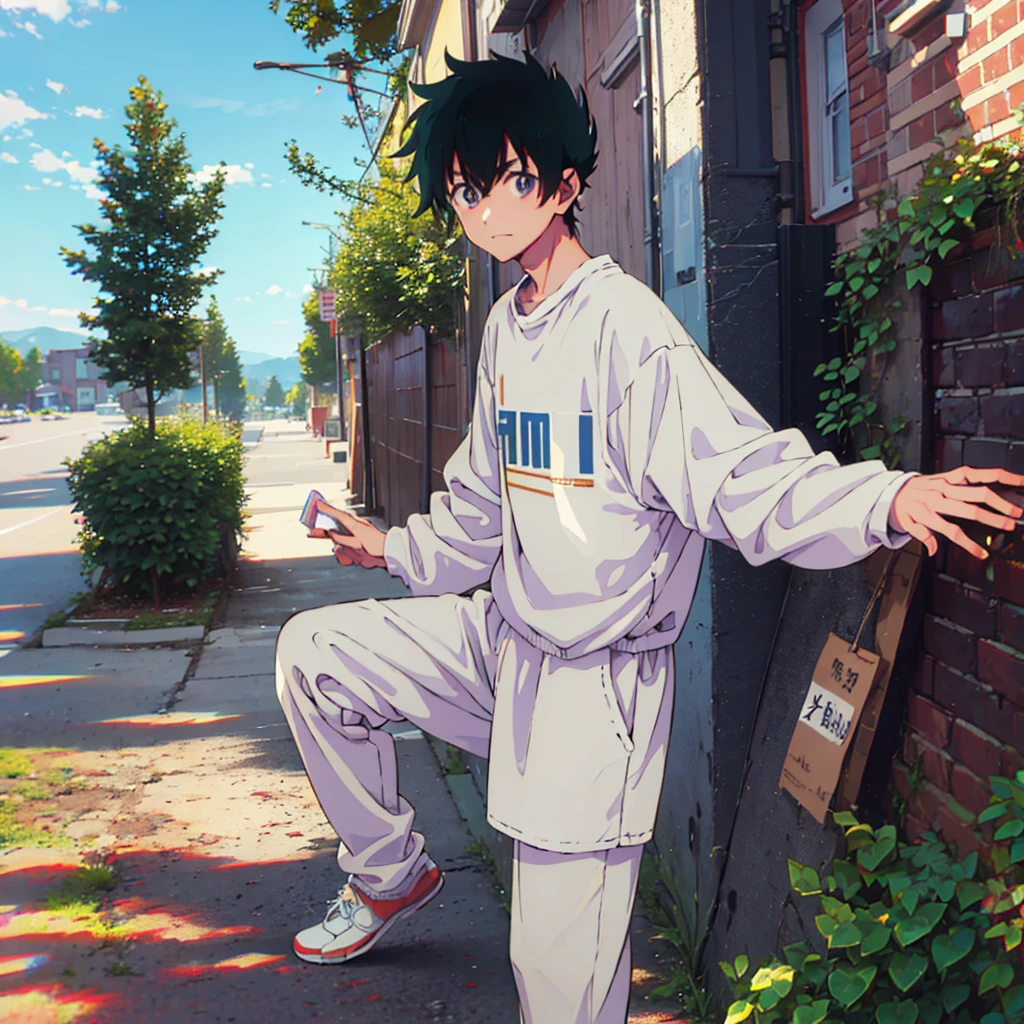 tumbnail for youtube anime style character, inspired by satoru gojo, standing, looking at the camera