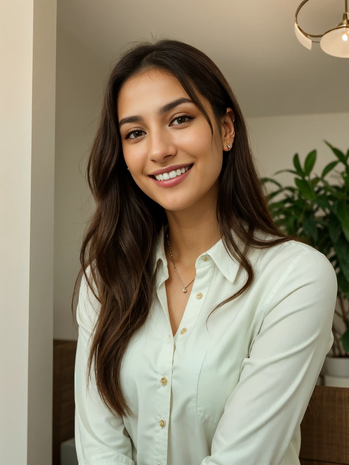 ultra realistic, white teethes, fix her ear
