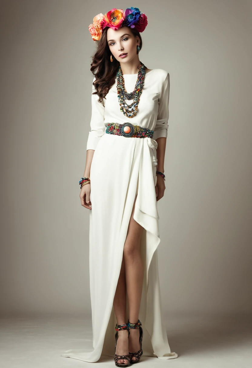 Beautiful woman, artsy style, full length, real , accessory,