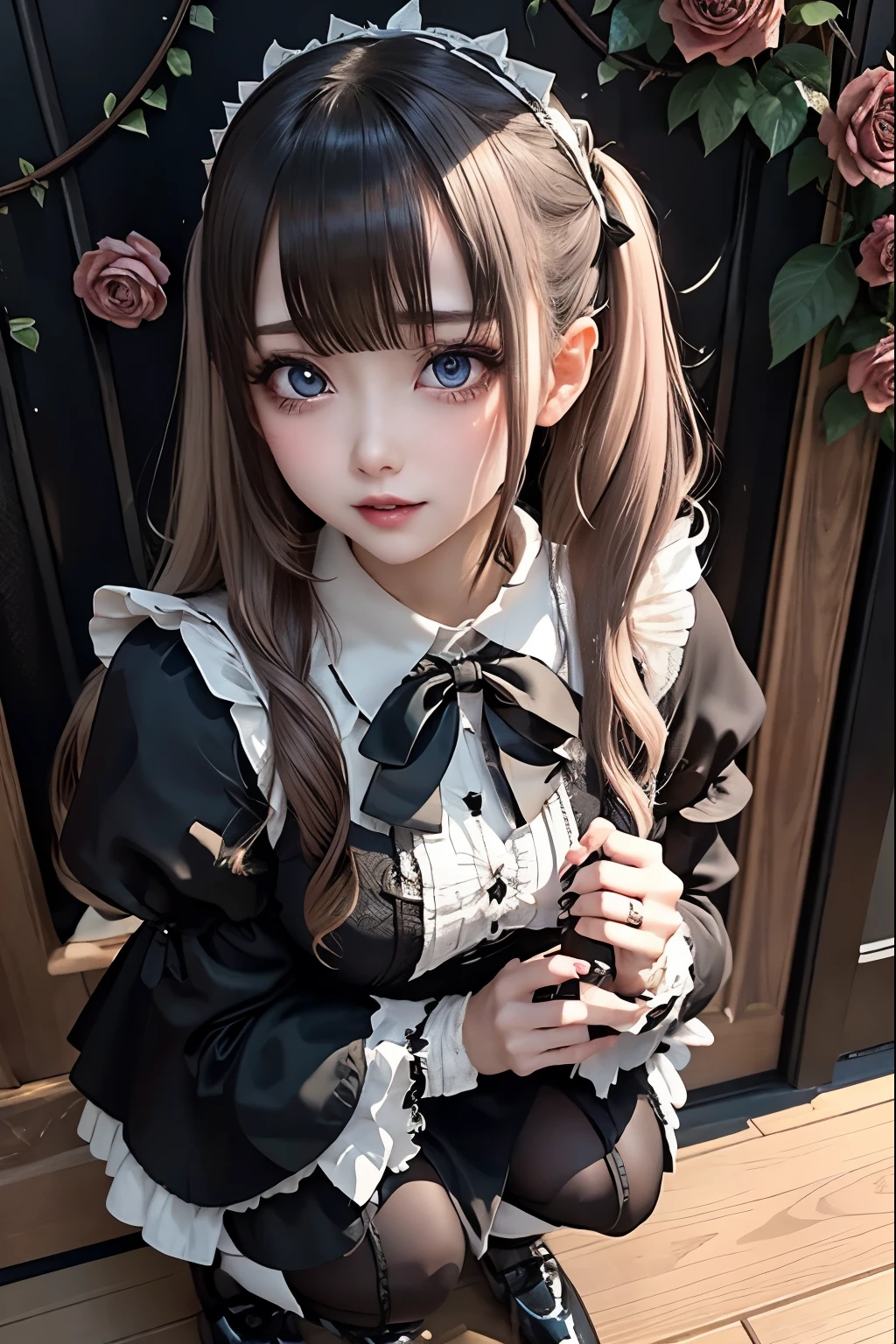 Hard Dark Gothic Makeup、Black dark eyeshadow、sad、Good skin radiance、Dark Gothicメイク、Dark smile、palace、The beauty of fragrance、24-years-old、Expression of intense sexual pleasure、Embarrassed look、Dark Gothic、Highest quality、Expression of sexual pleasure amid suffering、Drunk face、紫のMaid clothes、Mysterious、Noble、The face of someone holding it in the toilet、sexy、Loving smile、Twin tail hair、Right blue eye, Left eye is red、Super tempting pose、Platform Heel Shoes、Heavy makeup、Gothic Lolita clothes、Silver Hair、Long Hair Straight Hair、Cute Gothic Lolita Dress、Beautiful Face、elegant features、Attractive face、Stained glass is the background、Chest glistening with sweat、The room is dark、goth long dress、Bell Sleeves、Wizard Sleeve、Decadent look、Sexually excited expression、Glossy thighs wet with water、Thighs that are wet and shiny with oil、Background of a room full of roses、sad expression、Rose Maiden、The embroidery is pink、The dress has pink embroidery.、Thigh-high socks、Knee-high socks、Gentle expression、Dark black eyeshadow、Stained glass and rose background、thighs are a little thin、Female Duo、Female couple、dark church background、Stained glass、Black metal world、Dark Castle、Dark Room、Slender body、gothic long dress、Victorian dress、Her thighs are shining with sweat、My body is wet and shiny、Lots of glitter on the thighs、sweating、My thighs are sticky from sweating、Sweat glistening on my thighs, The whole body is sweaty and shiny、I sweated a lot.、My thighs are sweaty、My thighs are wet、My thighs are shining with sweat、A lot of sweat glistening all over the body、Small breasts、upright、Are standing、Hold the wine in your right hand、Hold the lantern in your left hand、pantyhose、Dynamic Angle、Looking down on opponent、