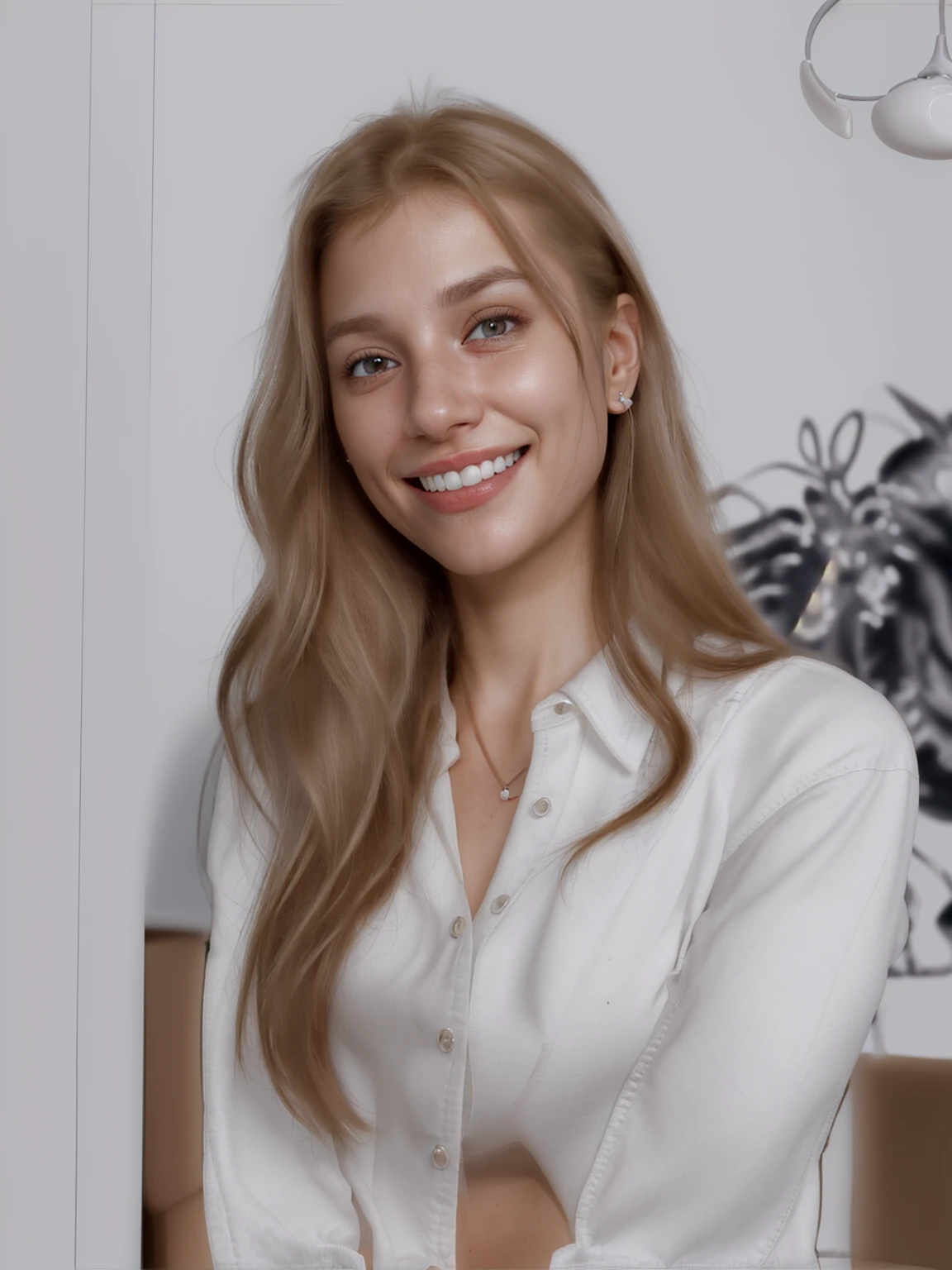 ultra realistic, white teethes, fix the ear