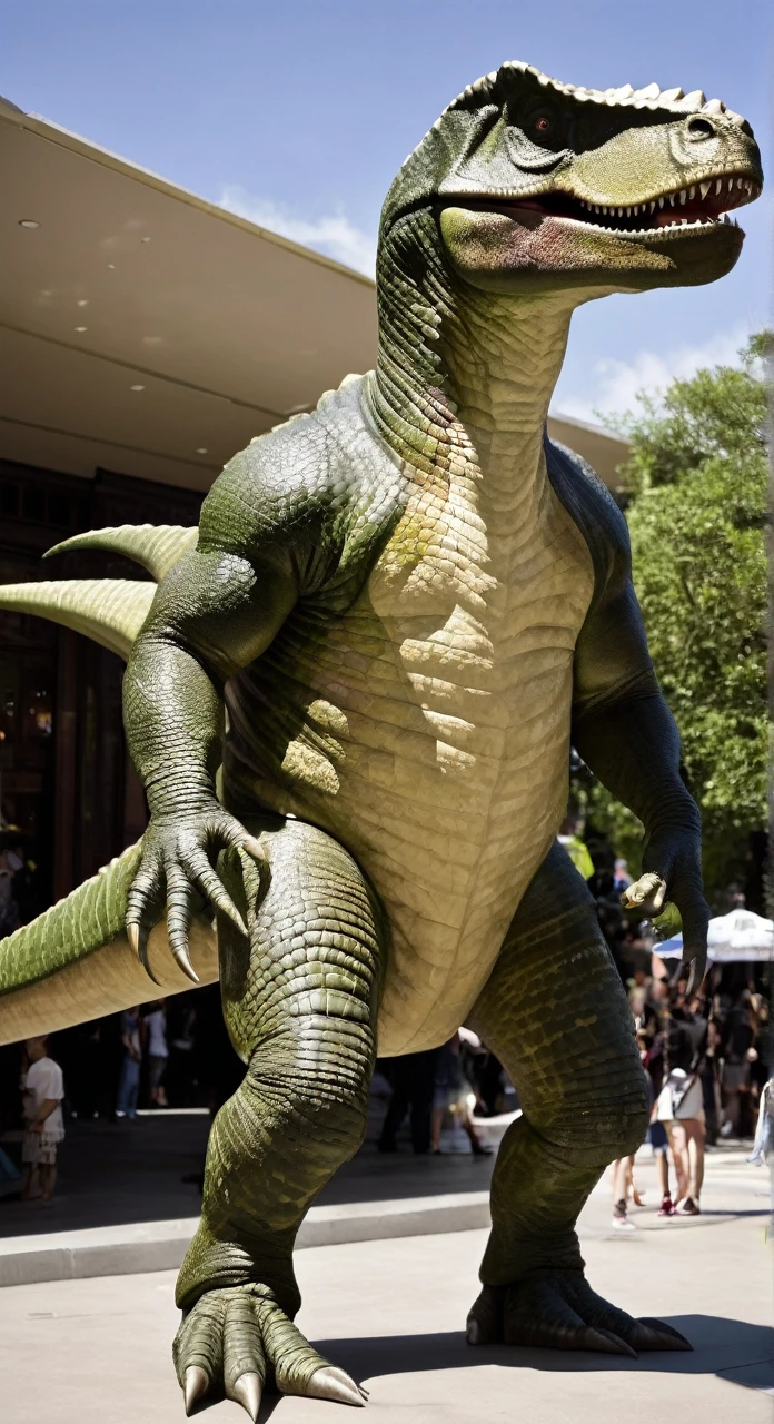 Human dinosaur standing upright