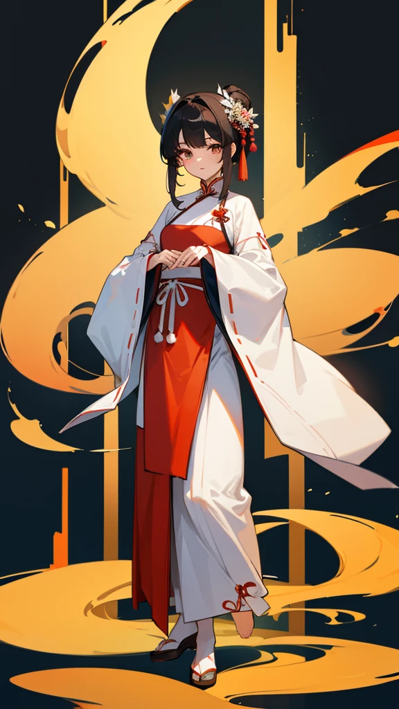 The Chinese Hanfu dress stands upright and sees the full body