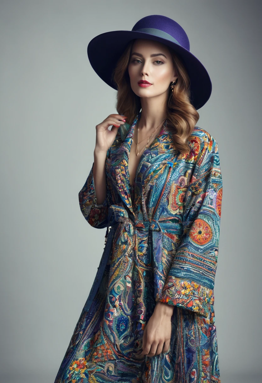Beautiful woman, artsy style, full length, real , accessory, hat