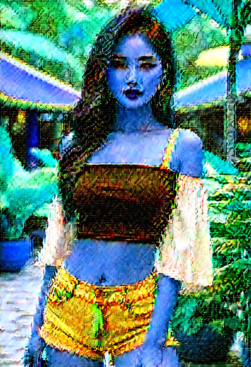 ((high quality:1.2)), Work of art, (8k), extremely detailed, ((High detail:1.2)) ((best resolution)), (KKKDoVal woman), Solo, 24 year old Vietnamese female, (crop top, mini-shorts), ((extremely beautiful and perfect face:1.4)), 