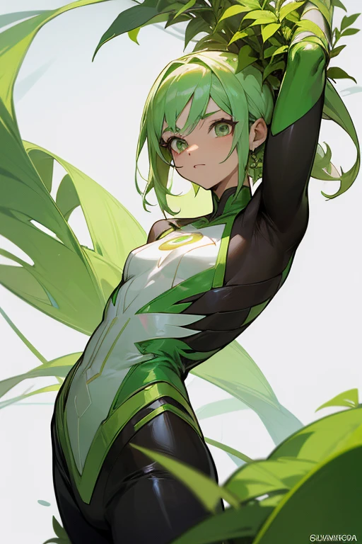 Personagem feminina,
Superhero Name: Pulse Bloom Features:
Quirk/Power: Pulse Bloom tem o poder de controlar o crescimento acelerado de plantas. Ele pode fazer plantas crescerem instantaneamente, from small sprouts to large, complex plants.
Traje: His superhero costume is made from biodegradable material and incorporates botanical elements like leaves, roots and flowers. He sees, flexible and adapts to the environment, permitindo-lhe se camuflar em ambientes naturais.." personagem masculino