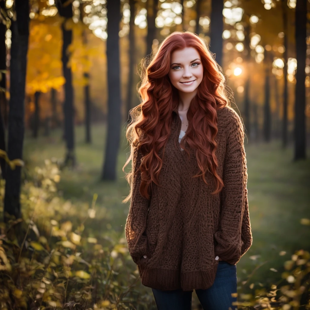 Hyperrealistic and detailed full body photo of a young woman, smiling red haired beautiful woman. Winter. Die Sonne scheint. Perfekte Augen, (Augen-Make-up:1.1), (Hochdetaillierter Skin:1.1), .RAW, Analoger Stil, Scharfer Fokus, 8K UHD, DSLR, High quality, Fujifilm XT3, Korn, awards winning, Meisterwerk.