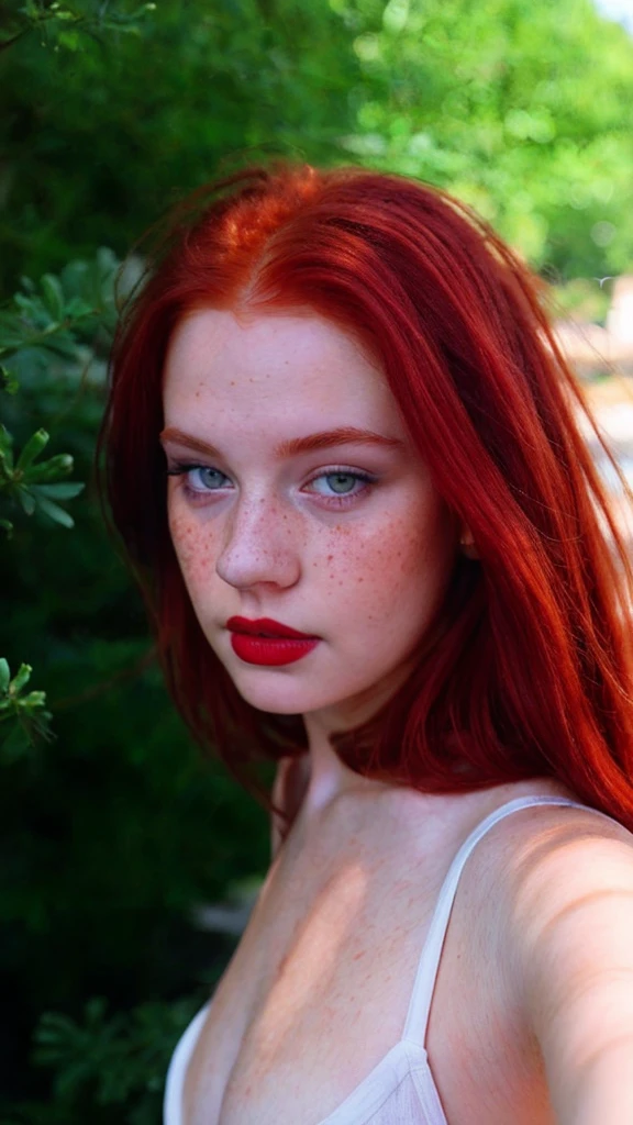 different poses of a woman with red hair and freckled skin; red hair and freckles; red cherry hair; alternative style; crimson hair; red hair and attractive features; red medium hair; cute freckles; dark red hair; brown eyes, siren eyes; black eyeliner; full hd; 8k; high definition; different images;