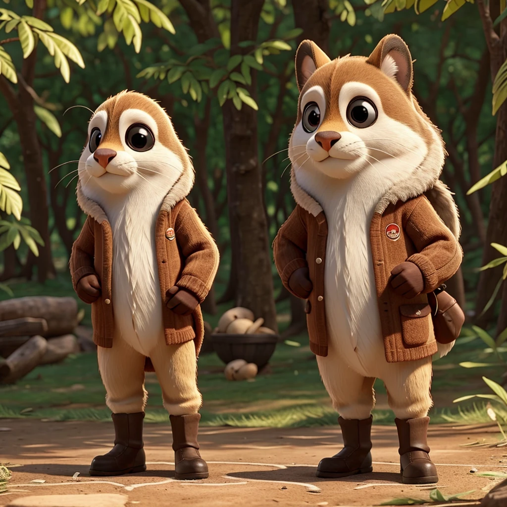 ardilla usando sus afilados dientes para liberar al pajarito del arbol Espinozo 