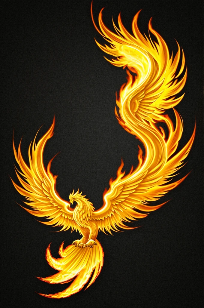 Yellow phoenix logo with fire