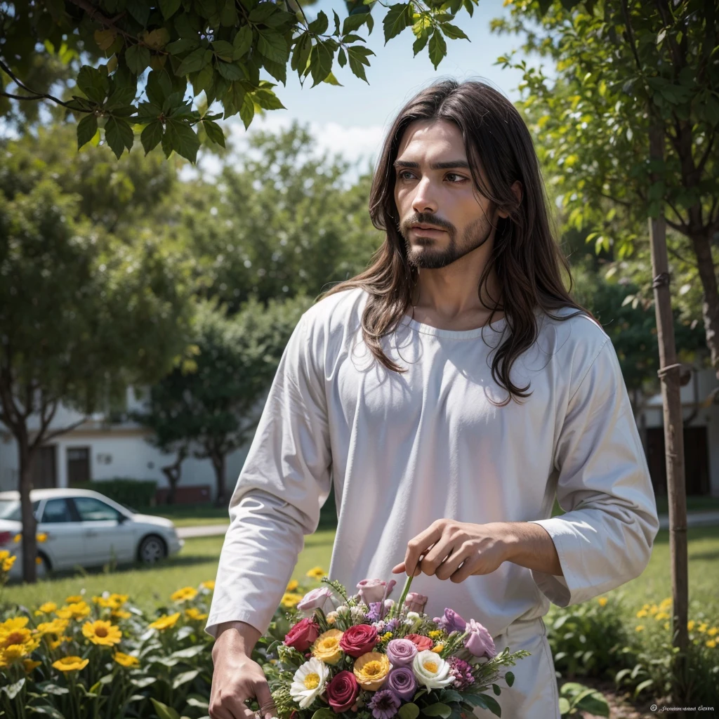 Jesus Cristo vendendo flores!




