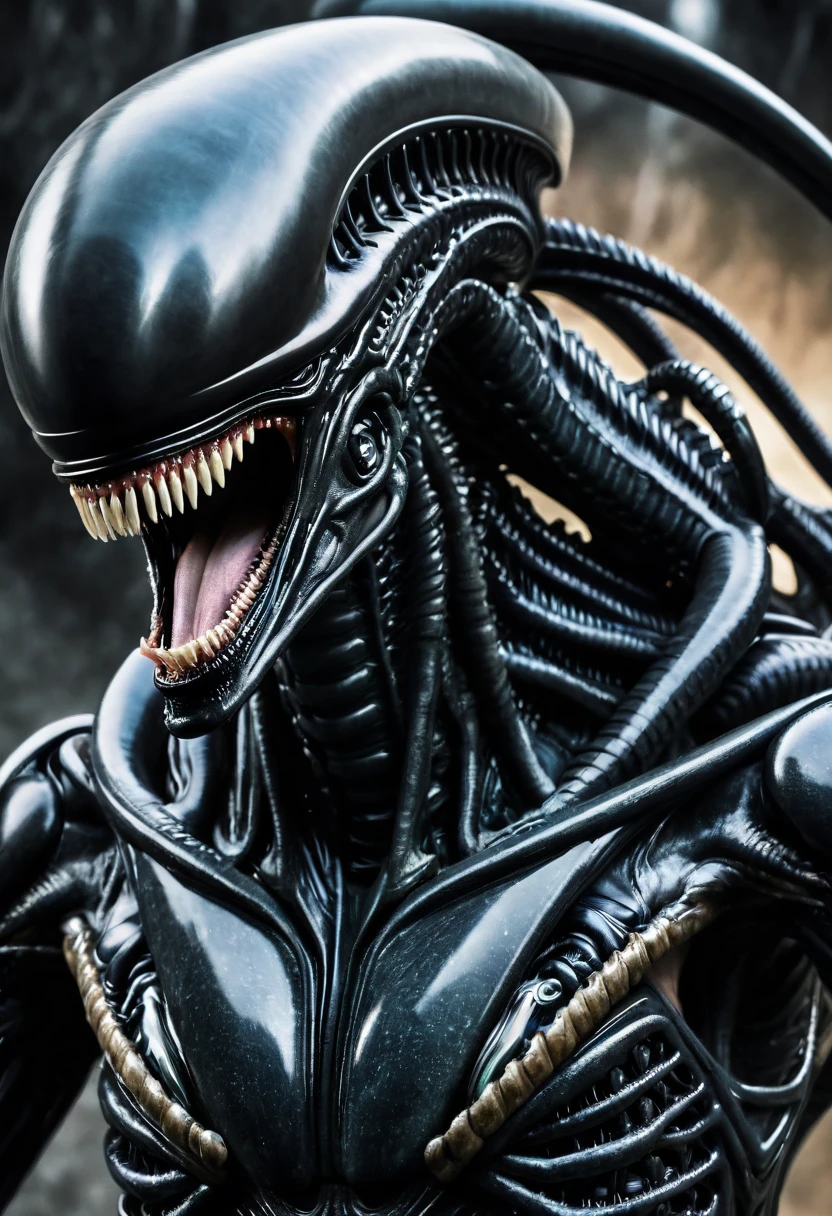 (((Very close up (((Xenomorfo Alien el octavo pasajero))),///Frente a Margot Robbie/// under the mantle of the Amazon warrior Wonder Woman long black hair cinematic surreal image HD))),(((imagenes color Splash))),(((Xenomorfo Alien el octavo pasajero VS Wonder Woman)))