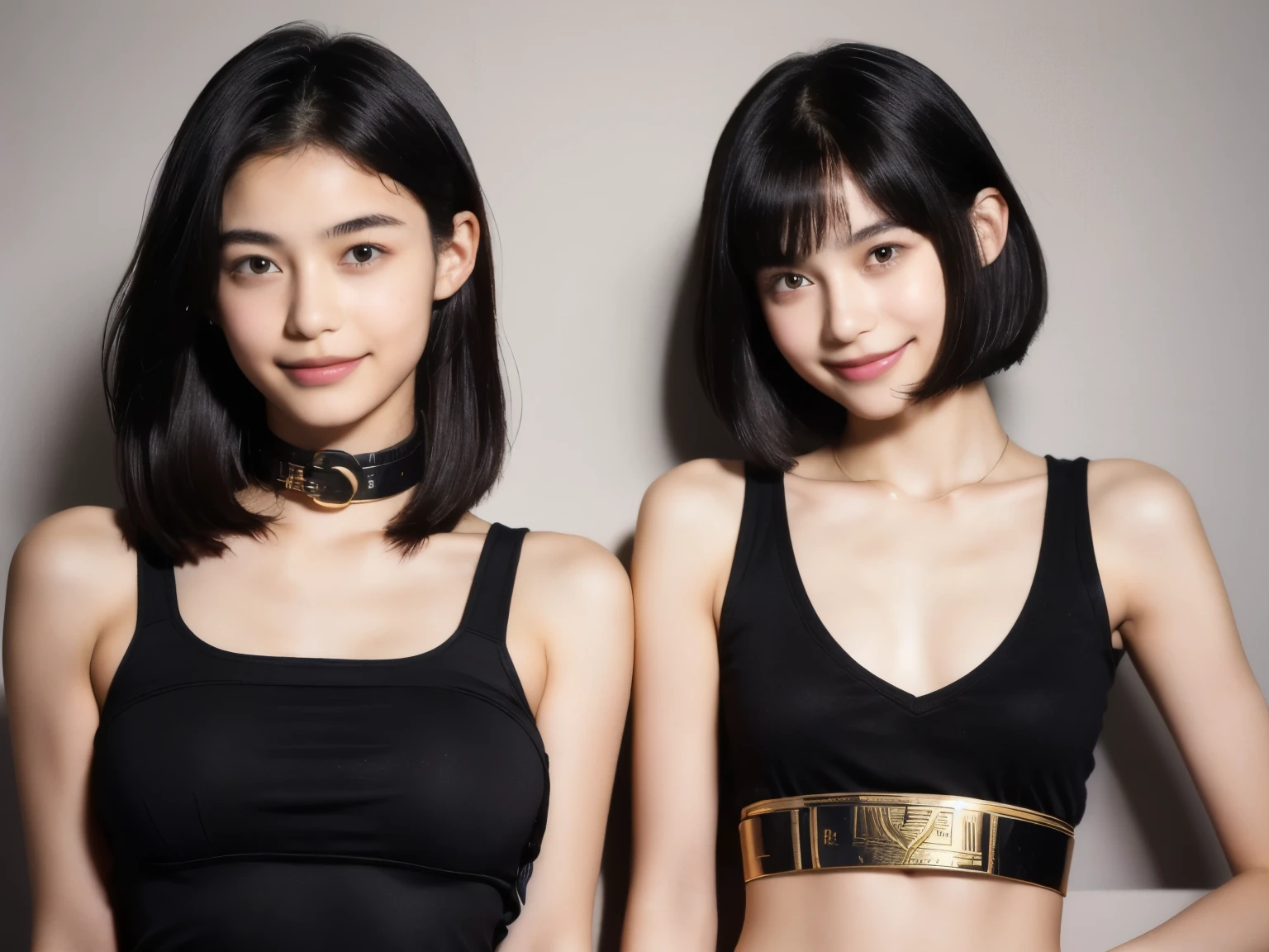 244 (An 18-year-old female and an 18-year-old male), short hair,kind, lipstick, Egyptian civilization, Waist belt, Hieroglyphics, smile