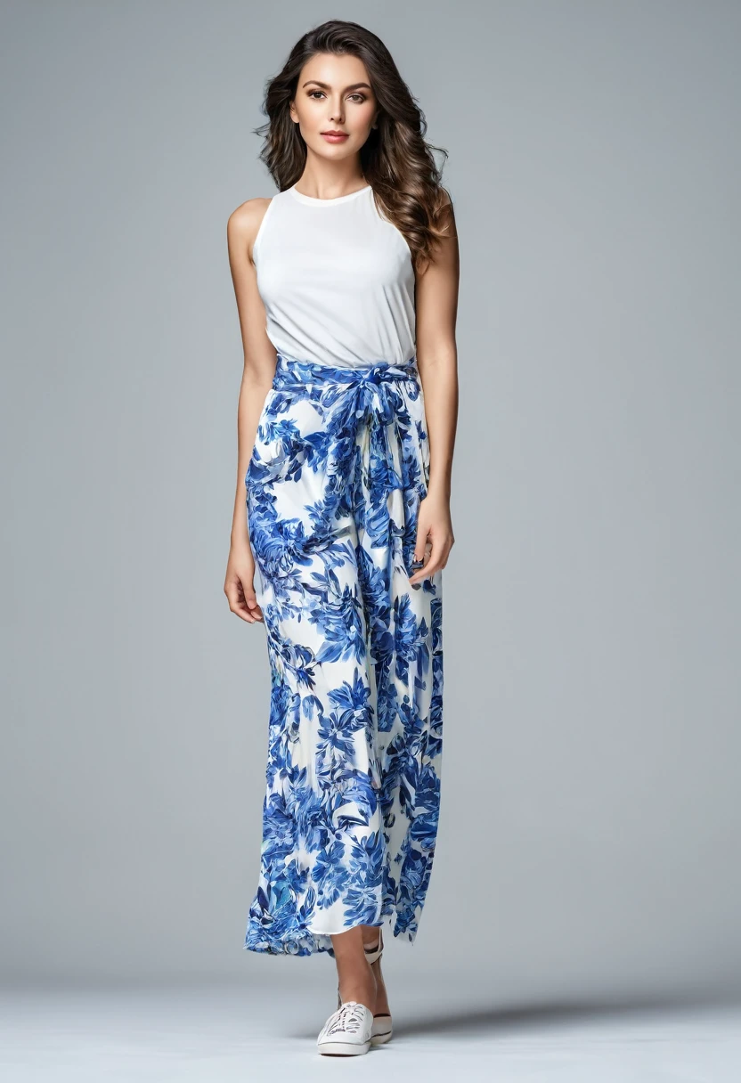 , Beautiful attractive woman , stand up, modern summer style, full-length