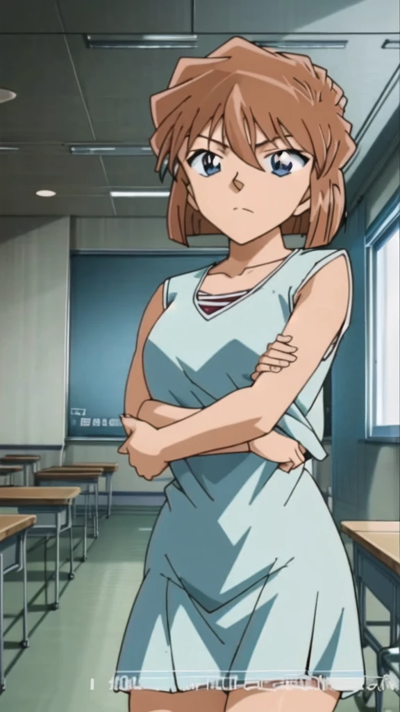 High Bara TV,One girl,Brown Hair,short hair,alone,Anime screenshots,,Cowboy Shot,classroom,indoor,