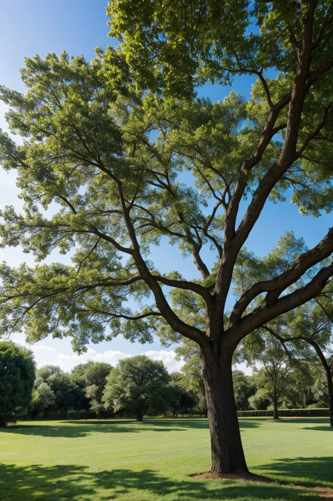 Blue trunk tree with 5 branches and 5 roots