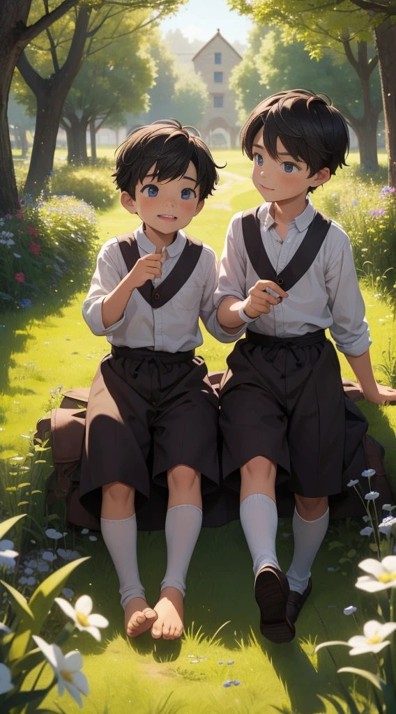 Once upon a time, in a small village lived two brothers who loved each other dearly. They spent their days playing in the fields, exploring the woods, and telling stories under the stars.