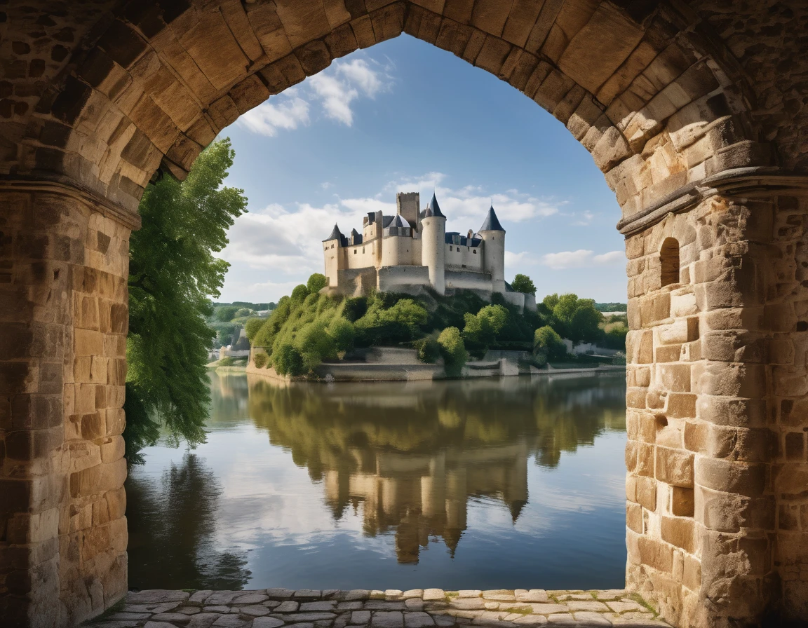 {{A mesmerizing waterconspired depiction unfolds, capturing the essence of the medieval Chinon Castle in France.}} The classic and timeless atmosphere is meticulously rendered with authentic details. This masterpiece is crafted for superior quality, featuring an 8k resolution to ensure a sharp focus. Enhanced with HDR, UHD, and studio lighting, the image promises an immersive and captivating visual experience.