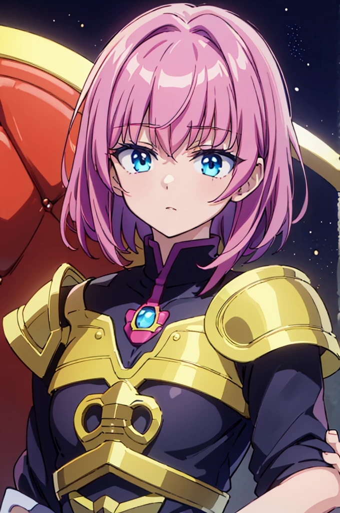 Highest quality, masterpiece, High resolution, alone, (Haman Khan),(機動戦士ZGundam),(Zeon_uniform),(Black‗Mantle),(pink_Hair Color),Gundam,Cybele,(Funnel)、Bob haircut,Bangs‗Hairstyle,Young Girl,Starry Sky_background,Anime Style, Highest quality, 4k, masterpiece,, alone, 1,whole body,looking at the camera, Shinkai Makoto style, Sharp Eyes,(Full Finger), (Accurate fingertips), (The finer details), (Anatomically correct), (映画のbackground), Hyper Detail, (Subtle details), (Intricate details),