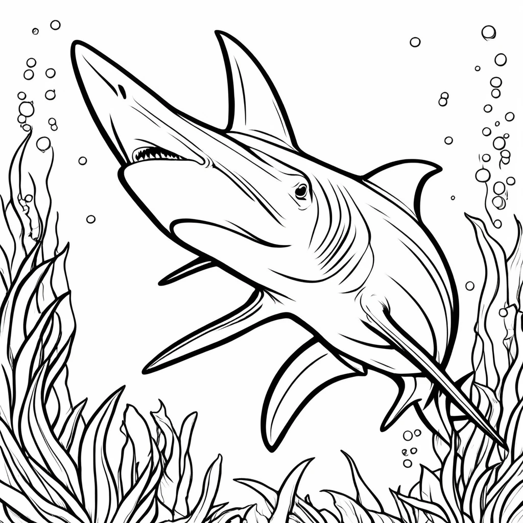A cute Hammerhead Shark
, cartoon, ,Coloring Book, ColoringBookAF,
