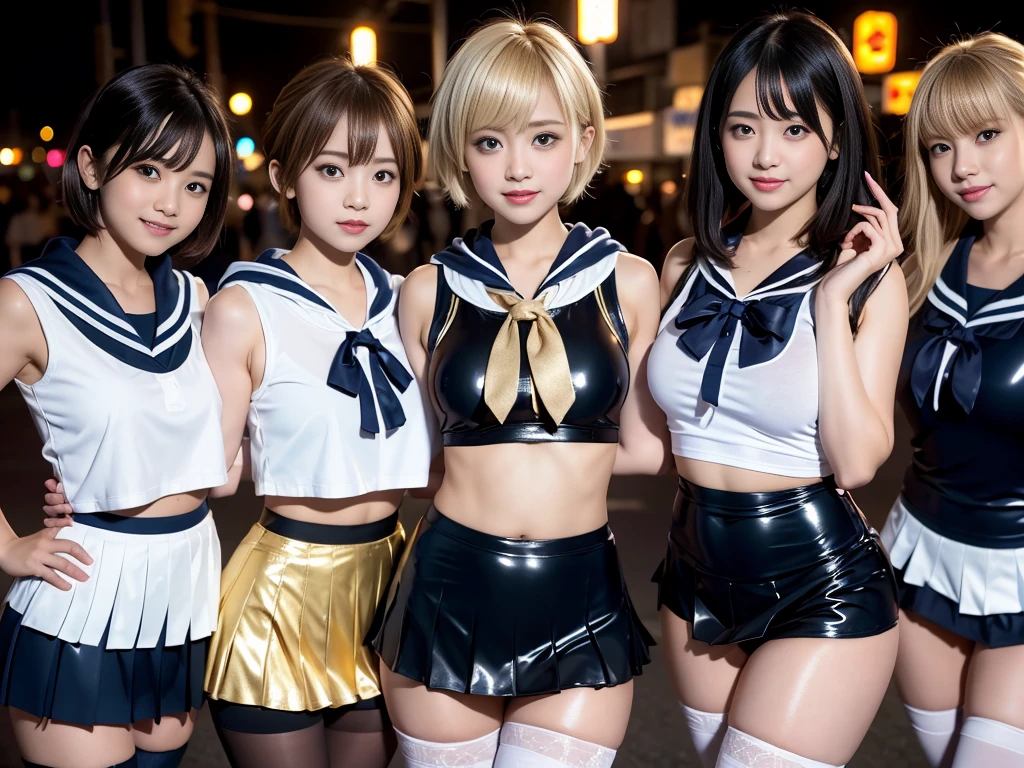 (SFW, 12 Tiny Girls:1.2, Shibuya Hachiko-mae scramble crossing on Halloween:1.2), (masterpiece:1.2, best quality, photorealistic:1.37), {(Standing Full Body:1.2)|(from below:1.2)}, short silver hair, {School Uniform|naked bandage|tutu}, (Detailed KAWAII face, Detailed Oily Porcelain skin), (Passerby girls), {(Childish:1.2|Gigantic Cleavage:1.37|Underboob:1.2)}, {flower wreath|Red leather high collar}, {Floating hair|Strong wind|Ass focus},{:p|:d|laugh|sparkle|joyful|delighted},