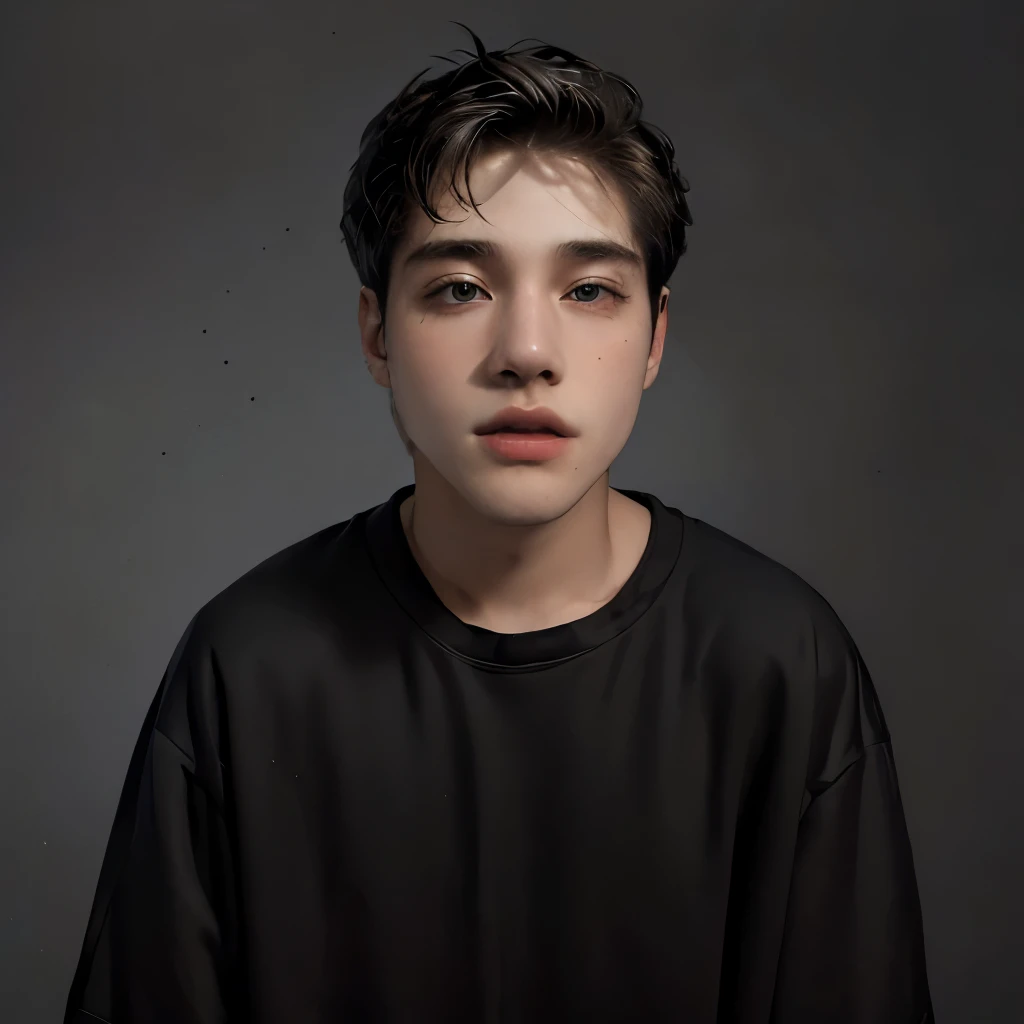 (masterpiece:1.2), (best quality:1.2), hyper realistic,highestres,absurdres,extremely detailed,volumetic,dramatic lighting,(frontal view),
20 year old boy,face,detailed eyes, flat black hoodie, black t-shirt, with background ((sky))