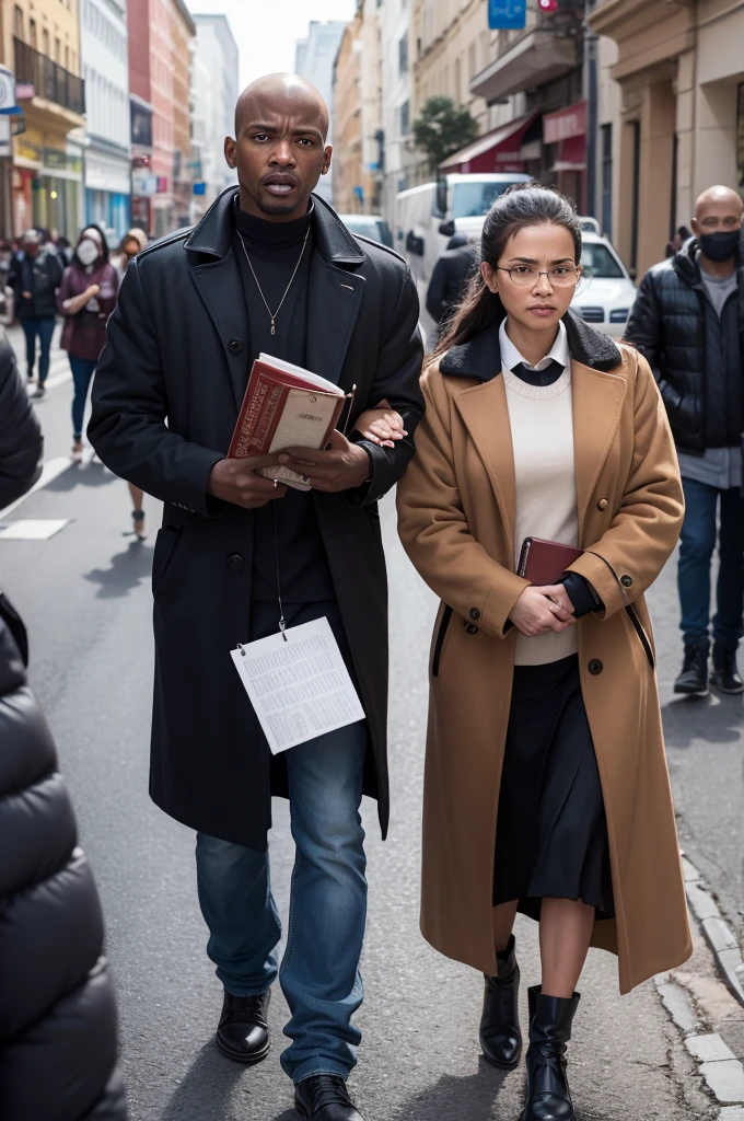 A criminal announces the robbery of a couple carrying a Bible during a walk after the evangelical service.