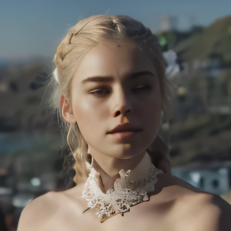 Girl with white wavy hair,side braids,Targaryen women hairstyle
