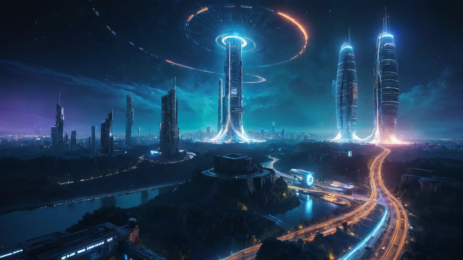 brightly colored abstract image of a space station with a spiral, epic beautiful space scifi, chaotic cinematic space rift, greg beeple, (((((flying cars, 1drone))))), planets colliding, beeple and tim hildebrandt, beeple and jean giraud, end of the universe, galaxy space sci-fi, ringworld, by Mike "Beeple" Winkelmann. Matrix style, (((((Matrix cascading code))))), (((((a futuristic twin tower skyscraper with a unique twisted design))))), (((((OLED GUI interfaces in the building))))), at night, (((((1girl, solo))))), photo realistic, (((large-breast:1.2 slim body, cleavage))), (((off broken mini sling-shirt and black sling bra, extreamly short pleated miniskirt exposing panty))), (((((running pose))))), (((((((matrix style black micro sunglasses))))))), ((((((((((aiming with a short gun)))))))))), (((((looking at camera))))), (((very low view))), (((((half-body thigh level medium shot))))), (((cinematic lighting))).