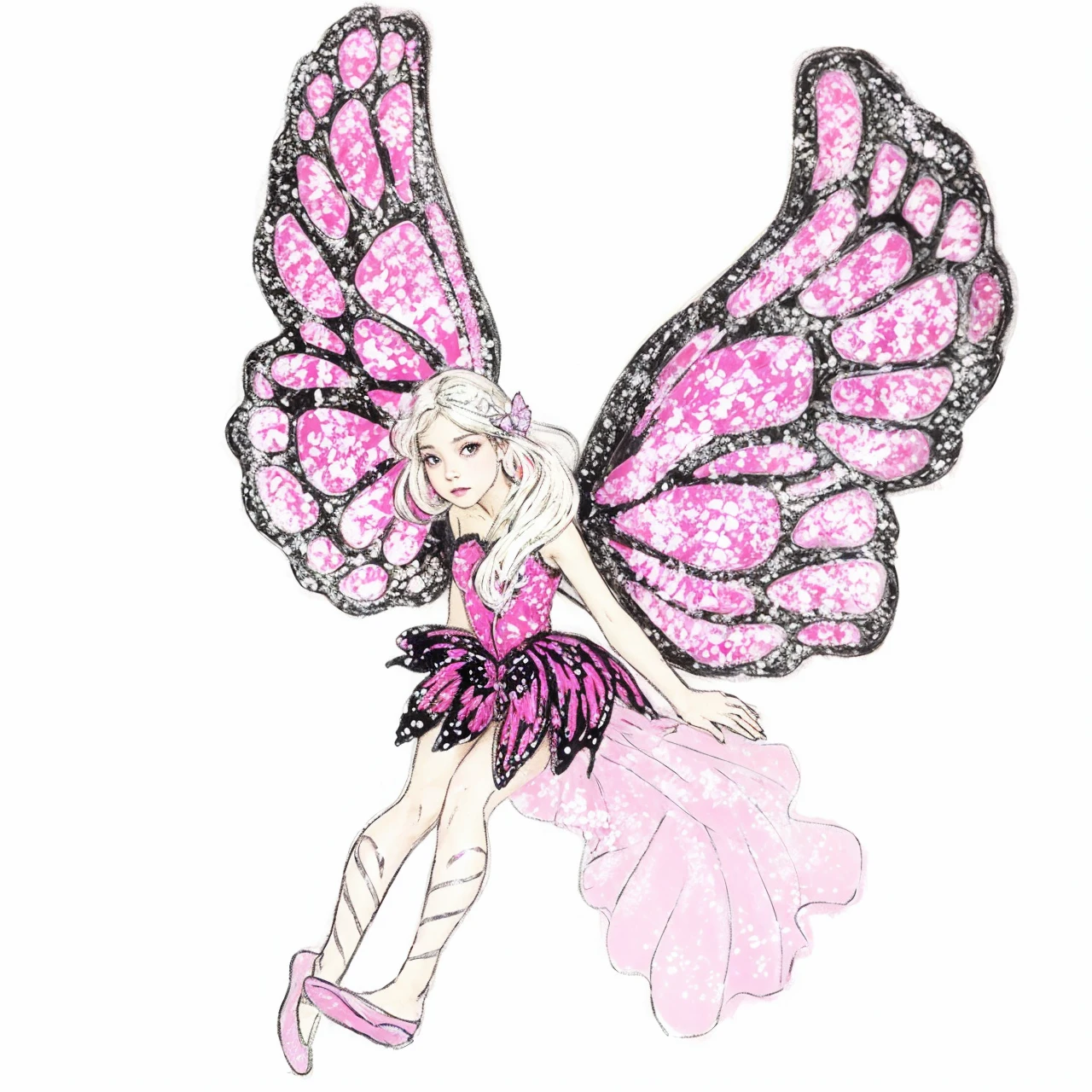 Butterfly, blong hair, fairy, girl, butterfly manarch, realistic