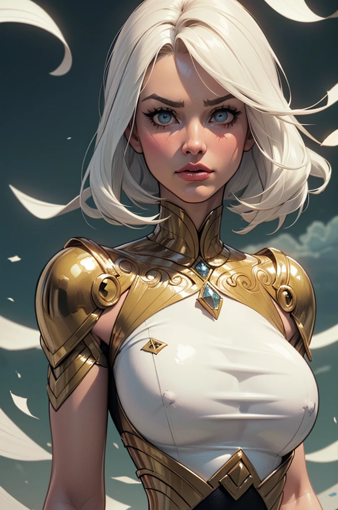 ((dramatic pose:1.3)), virando, radiant aura, (melhor qualidade,8K,ultra-detalhado:1.2),(pale,pele brilhante),(olhos vermelhos:1.1),(cinematic lighting:1.1),(escuro,dim),(long, flowing white hair),(lindo rosto intricado,recursos detalhados),(vestido branco dourado:sedoso),(intense gaze),(audience),(papel de parede 8K CG incrivelmente detalhado),(artistic cinematic lighting with neutral filter),((nuvens nubladas, fundo de campos:1.4))