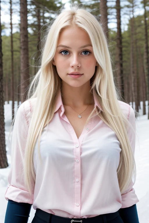 cute albino supermodel face, heart shaped face, small pug face, round vivid blue eyes, full lush lips, albino pale skin, perfect skin texture, real, soft shadows, no makeup, high cheekbones, big alien forehead, shoulder length loose white hair, small cute nose, strong jaw line, white eyebrows, head turned, eyes looking at camera, wind blowing hair, white hair, albino, White shirt ,checkered mini skirt ,black garter ,spread her legs ,big breasts, snowy garden , lying on the snow